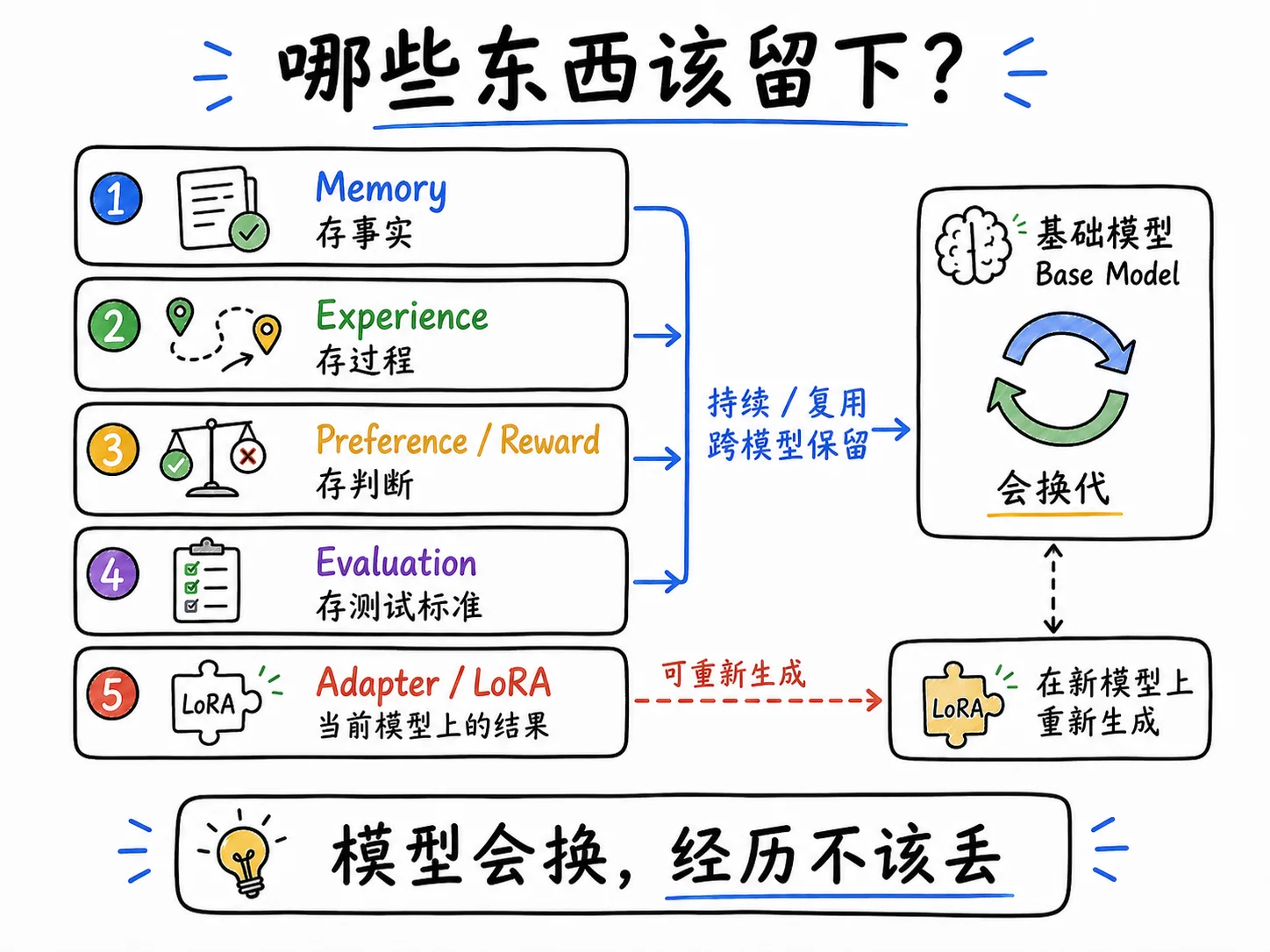 Personal AI 的分层：Memory、Experience、Preference、Evaluation、Adapter